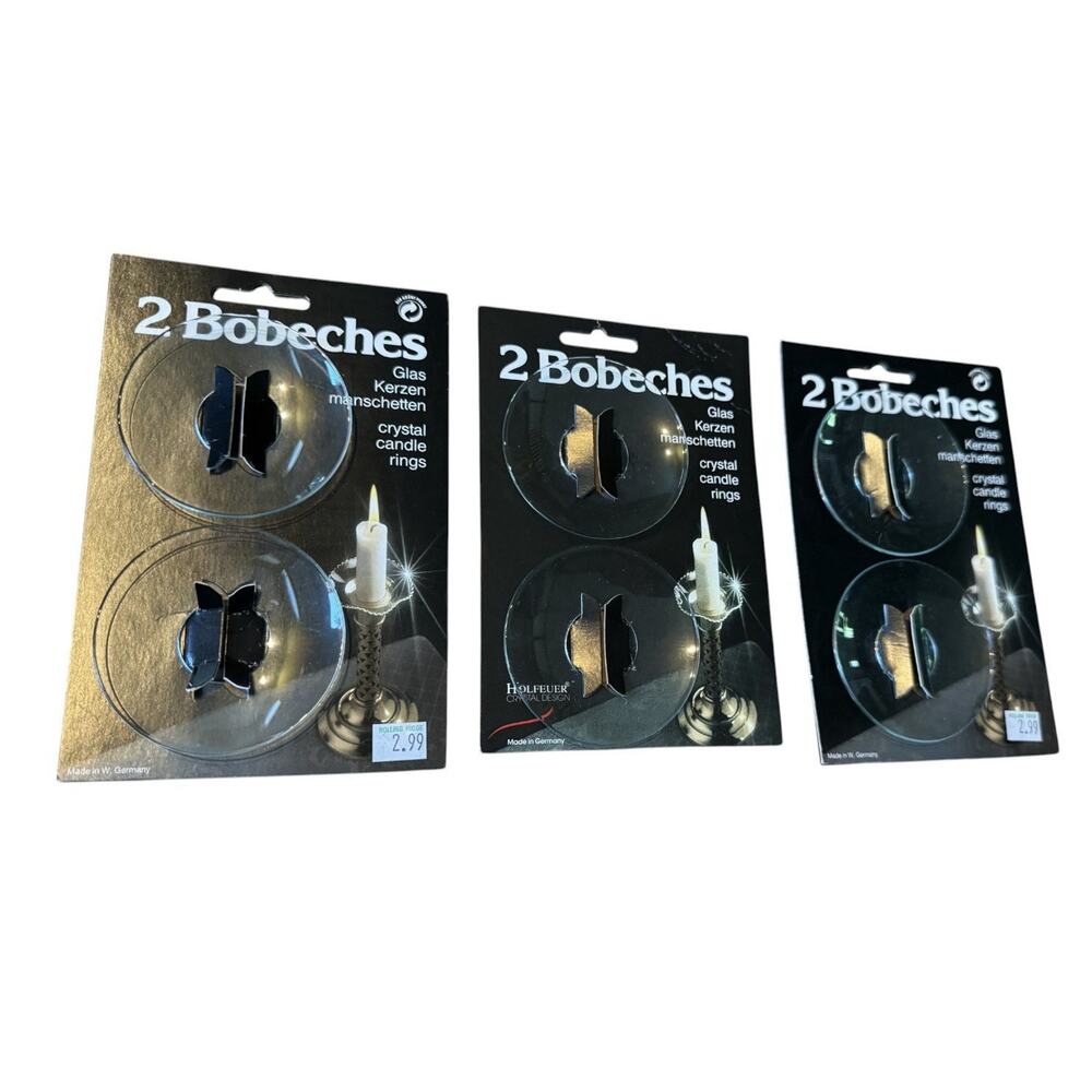 Vintage Hofbauer Crystal Candle Rings Bobeches Lot 3 Packs West Germany NOS‎